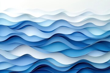 Fototapeta premium Abstract Blue and White Paper Waves