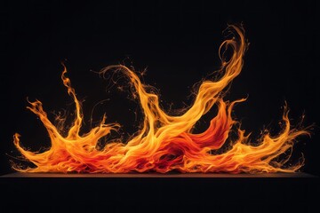 Fototapeta premium Fiery inferno blazes with intense heat, casting an abstract dance of red and orange flames against a black background