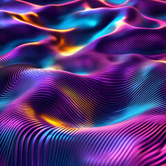 Futuristic Holo Abstract 3D Waves in Vibrant Colors and Light Effects for Modern Design