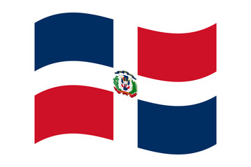 Wavy flag of Dominican Republic, isolated on a transparent background. Vector illustration