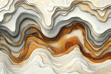 Abstract Layered Landscape with Wavy Forms and Organic Textures