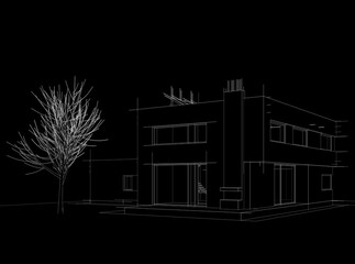 house building architectural 3d illustration