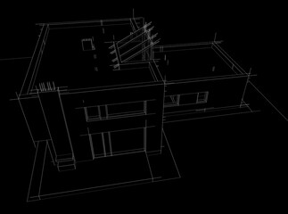 house building architectural 3d illustration