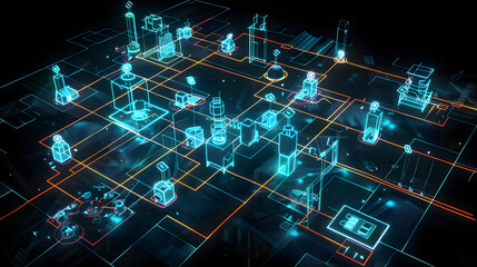 Fototapeta premium esource Allocation Matrix: A schematic map detailing how resources--funding, personnel, and infrastructure--are strategically distributed across various initiatives.