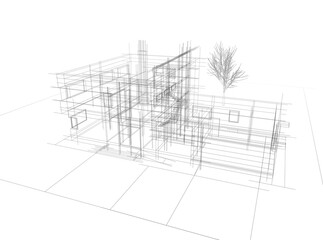 house building architectural 3d illustration