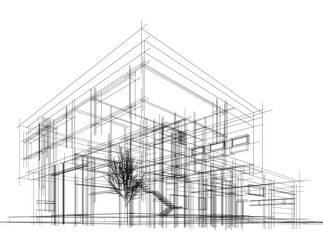 house building architectural 3d illustration