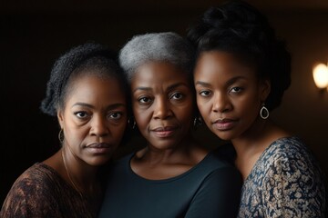 Fototapeta premium A Family United: Generations of African American Women in a Black Family Portrait