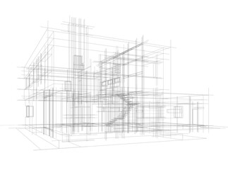 house building architectural 3d illustration