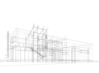 house building architectural 3d illustration