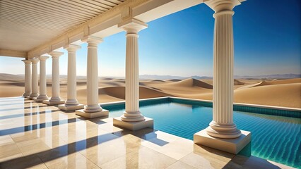 Fototapeta premium luxury desert resort with white columns