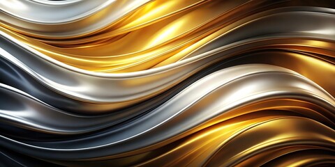 Luxury gold and white abstract silk waves background pattern