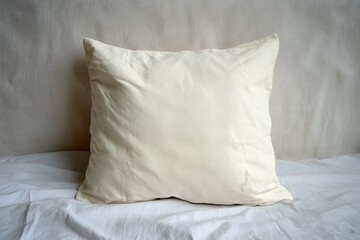 Cream-colored Pillow on a Crisp White Bed.