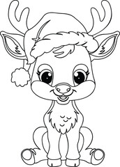 christmas reindeer outline coloring vector design