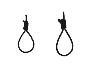 Fototapeta premium Hangman's knot symbol. Rope hanging loop. Noose black icon. sign for mobile concept and web design. Symbol for your web site design, logo, app, UI. vector design isolated on white background. 