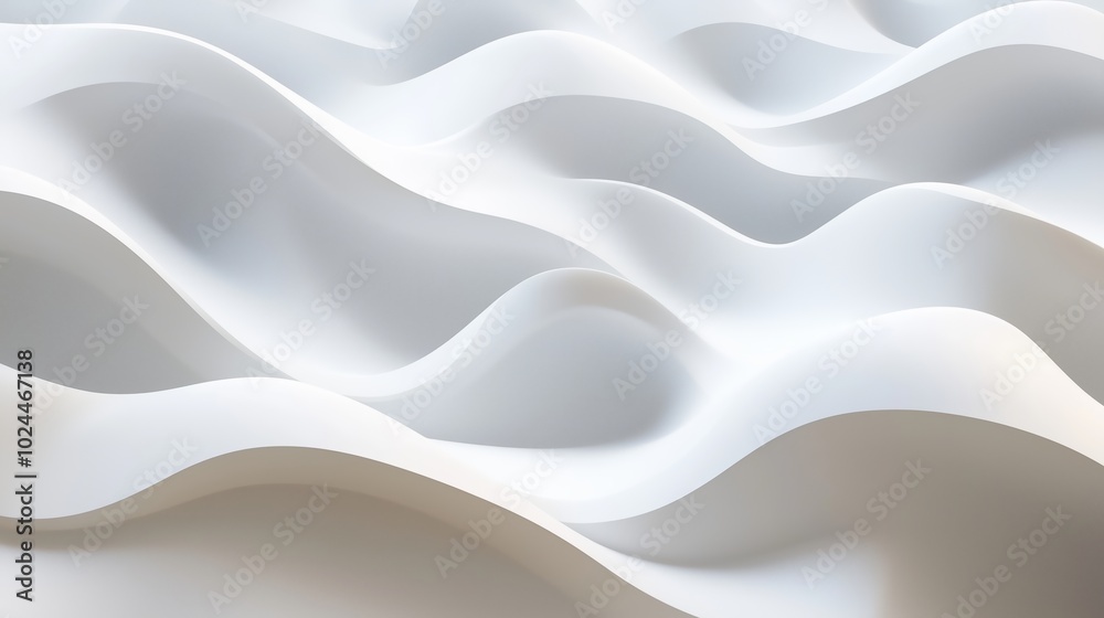 Poster sculptural white waves create a dynamic visual texture in an artistic display, showcasing fluidity a