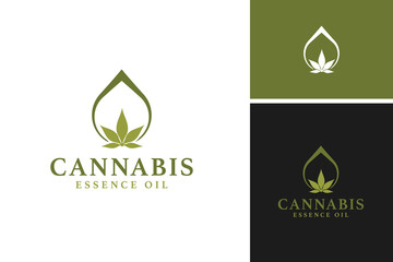 Cannabis essence oil logo design vector template illustration idea