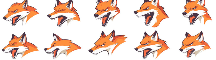 Obraz premium Collection of cute watercolor foxes