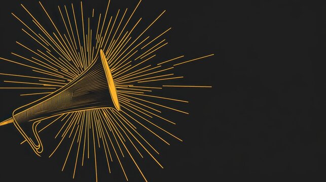 Golden Gramophone on a Dark Background with Radiant Sunburst