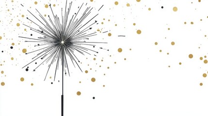 Obraz premium Exploding Fireworks with Glittering Golden Confetti