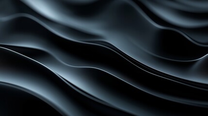 Obraz premium Flowing black fabric creates elegant curves and waves under soft lighting in an artistic design setting