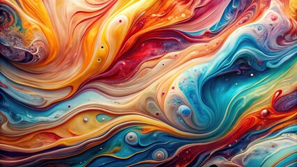 Fototapeta premium Macro abstract fluid art waves of colors resembling marble