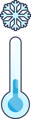 Illustration of a thermometer with a snowflake, symbolizing cold temperatures.