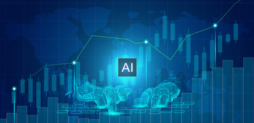 Trading robot software using Ai logarithm. trade automation AI vector business