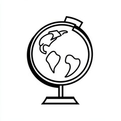 Minimalist Globe Icon Representing Worldwide Exploration and Discovery