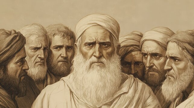 An image of Zedekiah surrounded by his counselors all with troubled faces as Jeremiah s prophecy of rejection echoes in the room