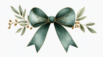 Dekokissen beautiful ornate Christmas bow with elegant leaves and berries, perfect for festive decorations and holiday crafts. This Victorian style design adds touch of charm and sophistication to any seasonal