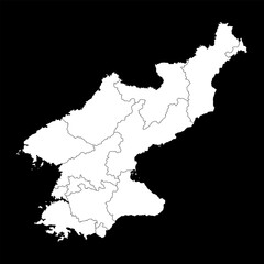 North Korea map with administrative divisions. Vector illustration.