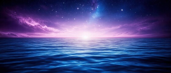 Obraz premium Stunning ocean view at twilight with vibrant colors blending into the sky, creating a serene and captivating atmosphere.