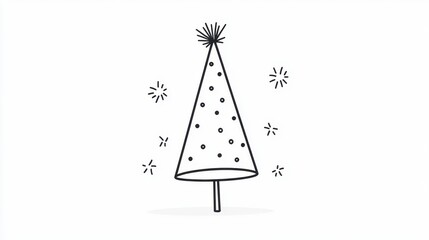 Simple Minimalist Doodle Christmas Tree with Starry Background