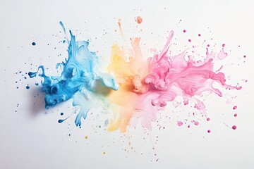 Fototapeta premium Delicate ink splatters over a smooth pastel background, creating a contrast between chaos and calm