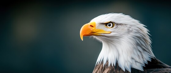 Fototapeta premium A stunning close-up of a majestic eagle showcasing its sharp beak and fierce gaze against a blurred background.