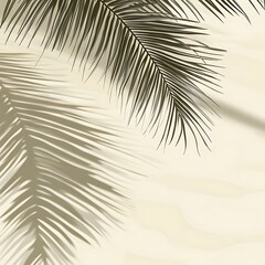 Obraz premium Sand and shadow on the beach from palm leaves. Beige static texture. Template for travel and package design. 
