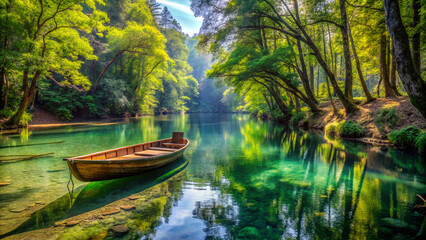 boat on the lake. boat, lake, water, river, landscape, nature, sky, summer, boats, travel, pond, tree, fishing, autumn, reflection, forest, green, tranquil, canoe, wooden, calm, scene, grass