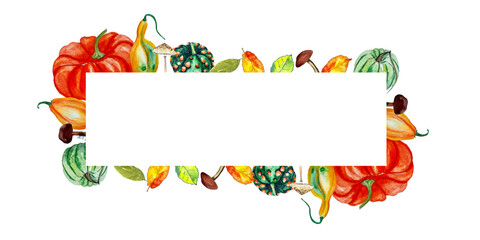 frames for cards and invitations with mushrooms pumpkins and autumn leaves