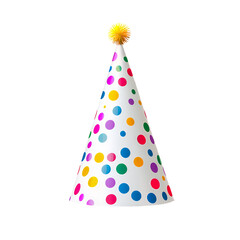 Colorful Polka Dot Birthday Hat Isolated on Transparent Background