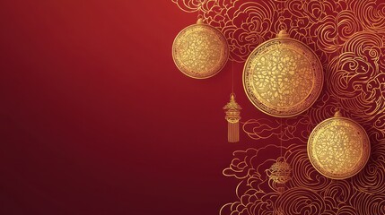 Elegant Chinese New Year Celebration with Golden Lanterns