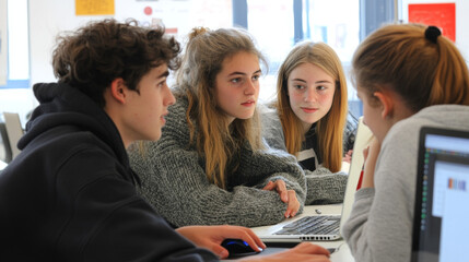 Fototapeta premium Collaborative Learning: Engaging Students in Group Discussions and Problem-Solving in an Educational Environment