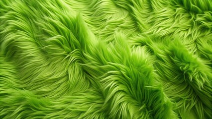 Macro green faux fur texture with pronounced fibers
