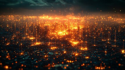 Fototapeta premium Interconnected Background of Glowing Data Points