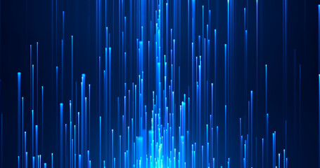 Abstract colorful background with bright neon rays and glowing lines going up. blue neon lines or light stripes. Speed ​​of light.