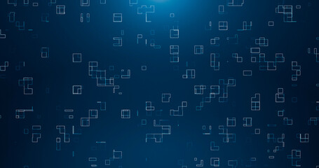 Digital background with geometric shapes, data analysis technologies, network connection, big data, Computer Technology Concept. Modern presentation template.