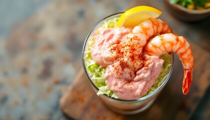 Classic Prawn Cocktail in Glass with Tangy Sauce