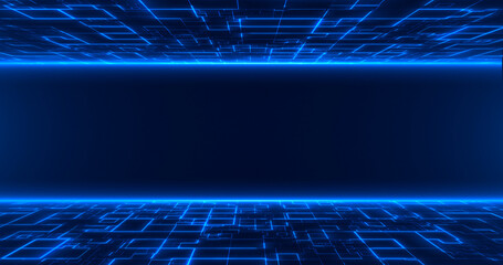 Abstract scene of futuristic cyber world, ski-fi grid, technology gloving surfacing, neon night scene, digital scene back ground. virtual reality concept.