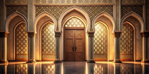 The serene facade of closed mosque doors beckons reflection on religious devotion, architectural beauty, and the sacred moments once shared within these hallowed walls.