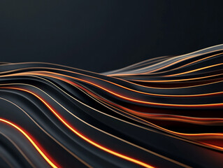 Abstract flowing lines with glowing edges on a dark background.