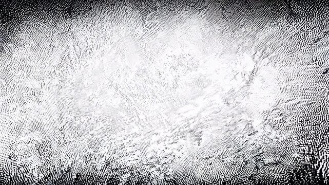 grunge halftone effect background. Faded grit noise texture. White and black sand video. Retro pixelated backdrop. Anime or manga style animation overlay. video graphic design textured template 4K	